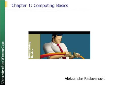 University of the Western Cape Chapter 1: Computing Basics Aleksandar Radovanovic.
