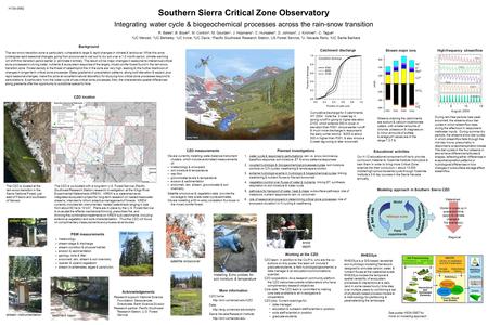 Southern Sierra Critical Zone Observatory Integrating water cycle & biogeochemical processes across the rain-snow transition R. Bales a, B. Boyer b, M.