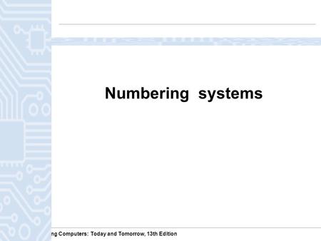 Numbering systems.