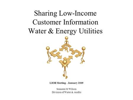 Sharing Low-Income Customer Information Water & Energy Utilities LIOB Meeting - January 2009 Seaneen M Wilson Division of Water & Audits.
