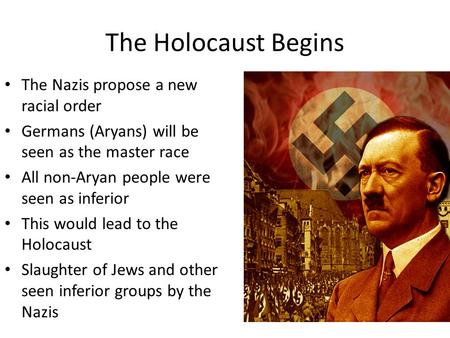 The Holocaust Begins The Nazis propose a new racial order