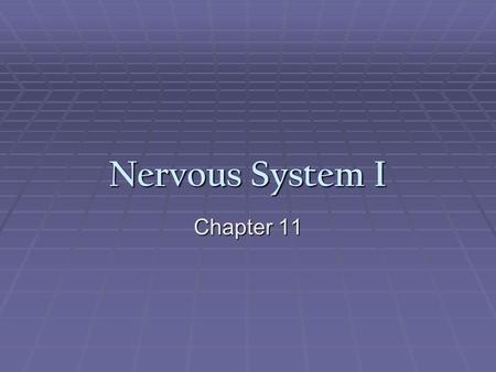 Nervous System I Chapter 11. Nervous System  The nervous system is the master controlling and communicating system of the body  Every thought, action,