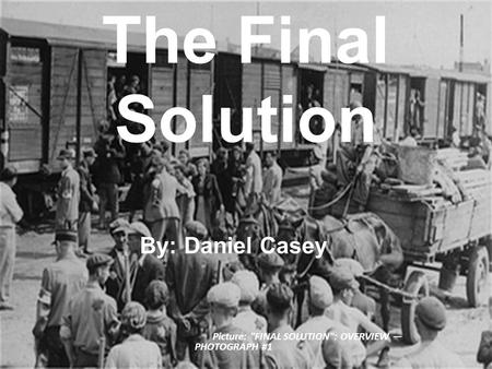 The Final Solution By: Daniel Casey Picture: FINAL SOLUTION: OVERVIEW — PHOTOGRAPH #1.