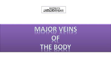 Major Veins of the body.