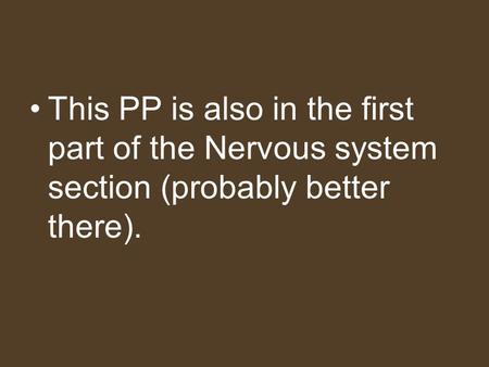 This PP is also in the first part of the Nervous system section (probably better there).