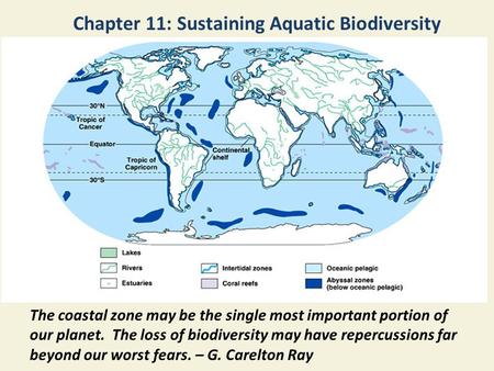Chapter 11: Sustaining Aquatic Biodiversity The coastal zone may be the single most important portion of our planet. The loss of biodiversity may have.