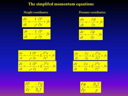 The simplifed momentum equations