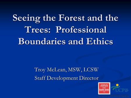 Seeing the Forest and the Trees: Professional Boundaries and Ethics