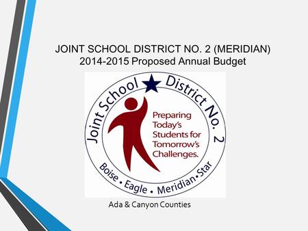 JOINT SCHOOL DISTRICT NO. 2 (MERIDIAN) 2014-2015 Proposed Annual Budget Ada & Canyon Counties.