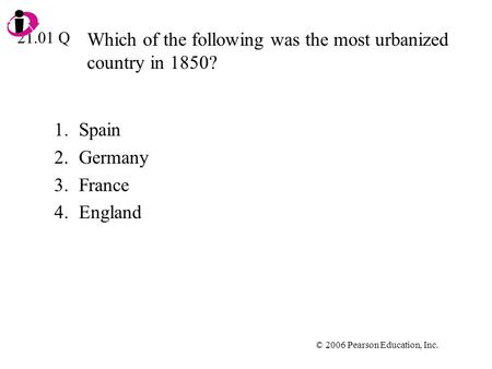 Which of the following was the most urbanized country in 1850?