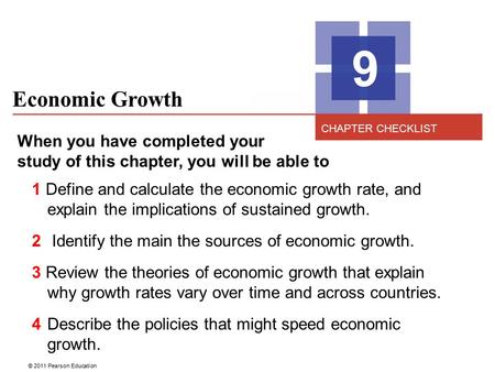 9 Economic Growth CHAPTER CHECKLIST