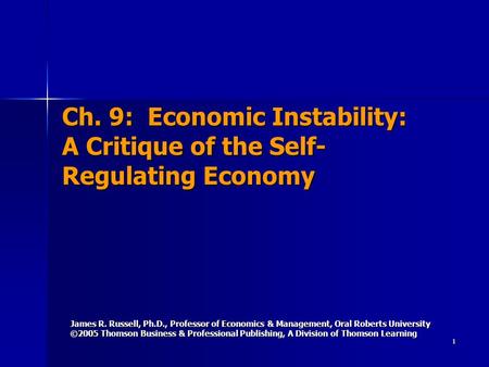 Ch. 9: Economic Instability: A Critique of the Self-Regulating Economy