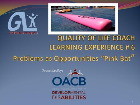 1 Presented by:. COACH LEARNING EXPERIENCE # 6 Problems as Opportunities “ Pink Bat” Objectives: #1-Participants will be introduced to perceptual /inattentional.
