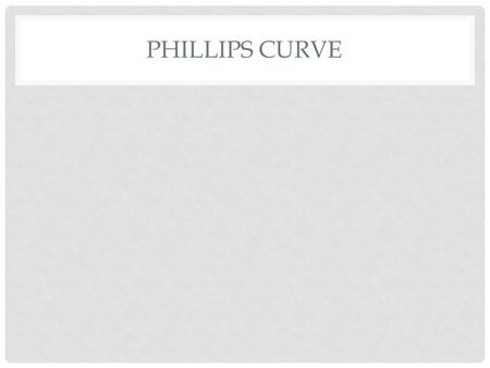 Phillips Curve.
