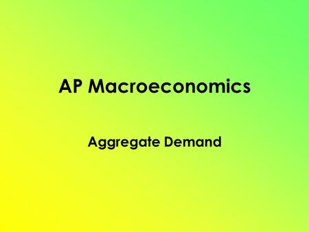 AP Macroeconomics Aggregate Demand.