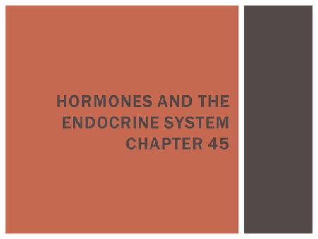 Hormones and the Endocrine System Chapter 45