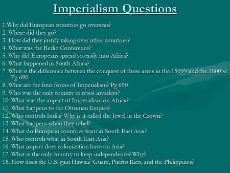 Imperialism Questions