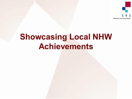Showcasing Local NHW Achievements. Our Brief  Review all nomination forms  Select case studies  Conduct fieldwork  Write up case studies  Develop.
