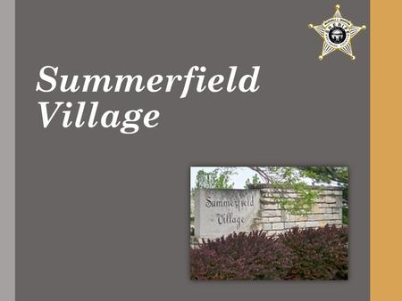 Summerfield Village. Jurisdiction Delaware County = 185,000 with 459 Square Miles DCSO = Unincorporated areas plus mutual aid Delaware City ~ 35,000 (19.
