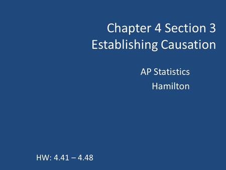 Chapter 4 Section 3 Establishing Causation