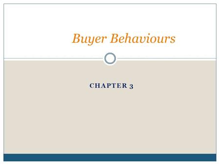 Buyer Behaviours Chapter 3.