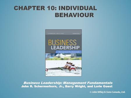 Chapter 10: individual behaviour