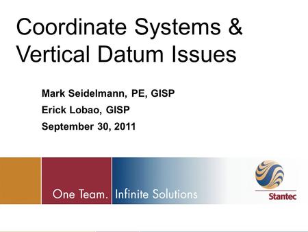 Coordinate Systems & Vertical Datum Issues