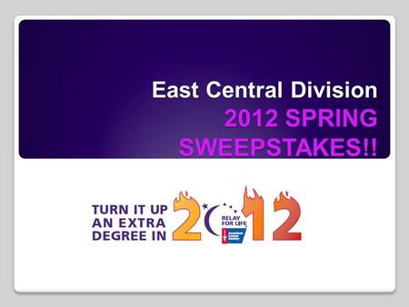 East Central Division 2012 SPRING SWEEPSTAKES!!. 212 Degrees… are you ready?? 212 Degrees… are you ready??