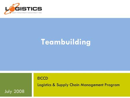 EICCD Logistics & Supply Chain Management Program