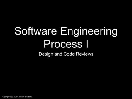 Software Engineering Process I