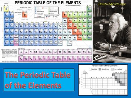 Dmitri Mendeleev A Russian chemist named Dmitri Mendeleev created the first widely accepted periodic table. He still relied on this idea of 8 groups,