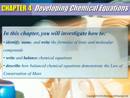 Developing Chemical Equations