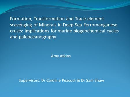 Formation, Transformation and Trace-element scavenging of Minerals in Deep-Sea Ferromanganese crusts: Implications for marine biogeochemical cycles and.