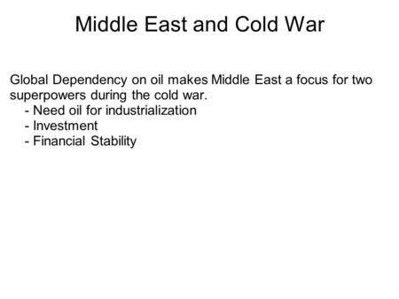 Middle East and Cold War