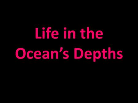 Life in the Ocean’s Depths. Survival in the Deep Sea Sunlight fades with increased depth Tremendous pressure of ocean depths – 1 atm at sea level – Increase.