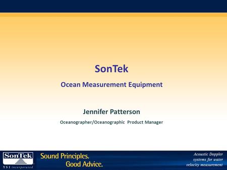 SonTek Ocean Measurement Equipment Jennifer Patterson