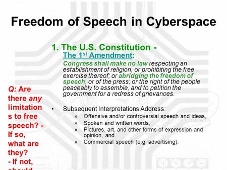 Freedom of Speech in Cyberspace