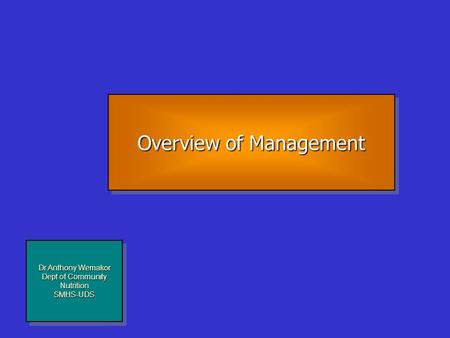 Overview of Management