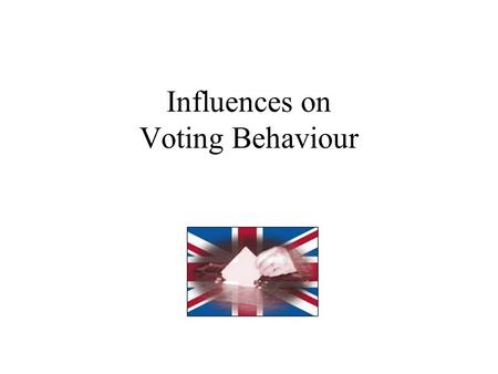 Influences on Voting Behaviour. Of the past 4 Higher questions on this topic, two have been on Voting Behaviour … but the most recent (2010) was on voting.