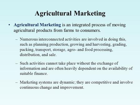 Agricultural Marketing