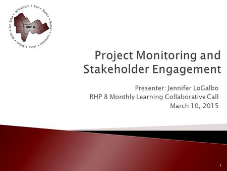 Presenter: Jennifer LoGalbo RHP 8 Monthly Learning Collaborative Call March 10, 2015 1.