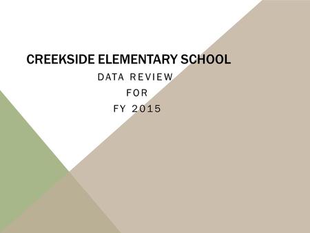 CREEKSIDE ELEMENTARY SCHOOL DATA REVIEW FOR FY 2015.