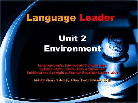 Language Leader Unit 2 Environment