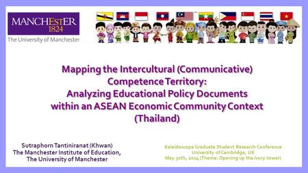 Sutraphorn Tantiniranat (Khwan) The Manchester Institute of Education, The University of Manchester Mapping the Intercultural (Communicative) Competence.