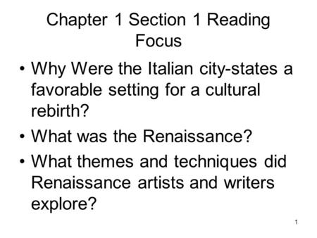 Chapter 1 Section 1 Reading Focus