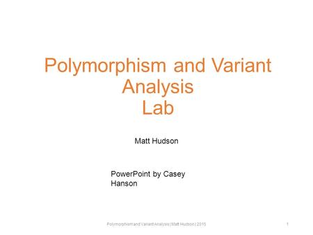 Polymorphism and Variant Analysis Lab