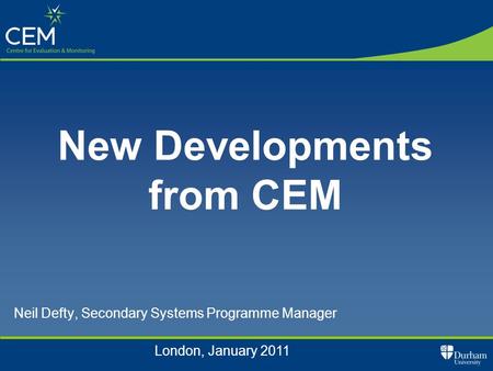 Neil Defty, Secondary Systems Programme Manager New Developments from CEM London, January 2011.