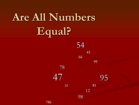 Are All Numbers Equal? 54 43 4366 99 9978 47 95 32 81 12 1298786.