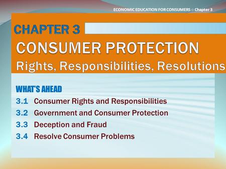 CHAPTER 3 CONSUMER PROTECTION Rights, Responsibilities, Resolutions