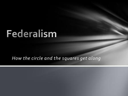 How the circle and the squares get along. Federalism Federalist #51 Delegated powers Reserved powers Concurrent powers Prohibited powers Elastic clause.